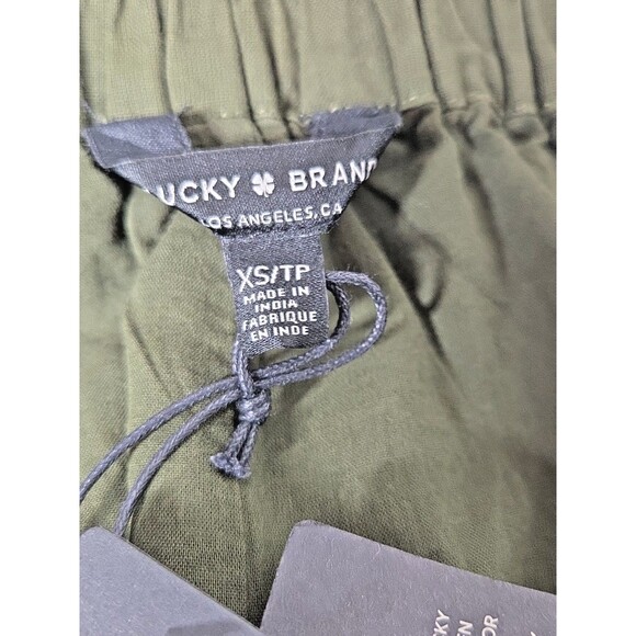 NEW LUCKY BRAND LINEN BLEND BROWN WIDE LEG TIE BACK CAPRI CROPPED JUMPSUIT XS - Picture 4 of 14